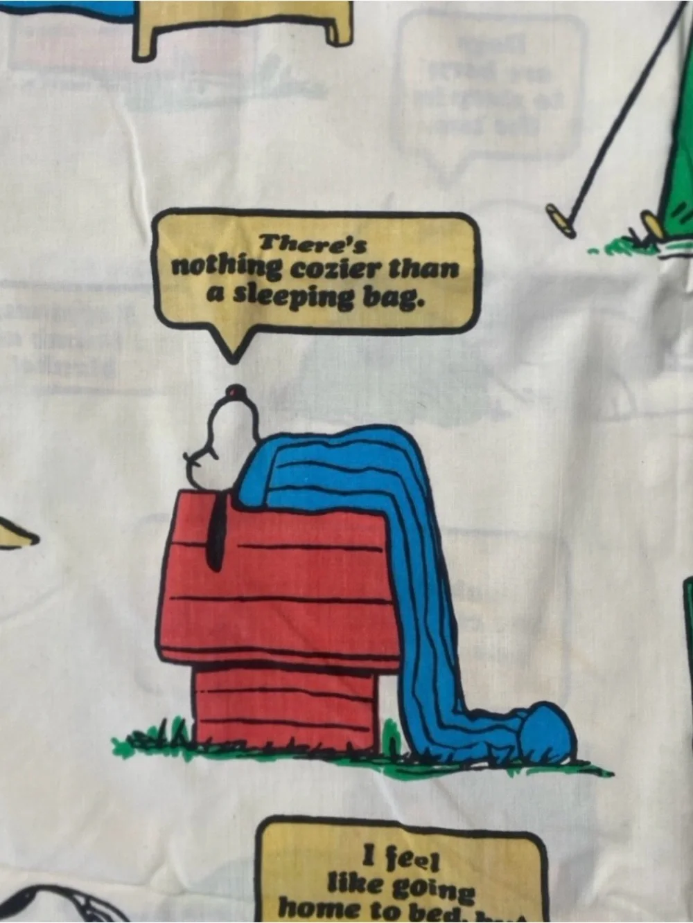 Vintage 1971 Kids Peanuts Gang Charlie Brown Snoopy Twin Flat Sheet Retro Cute